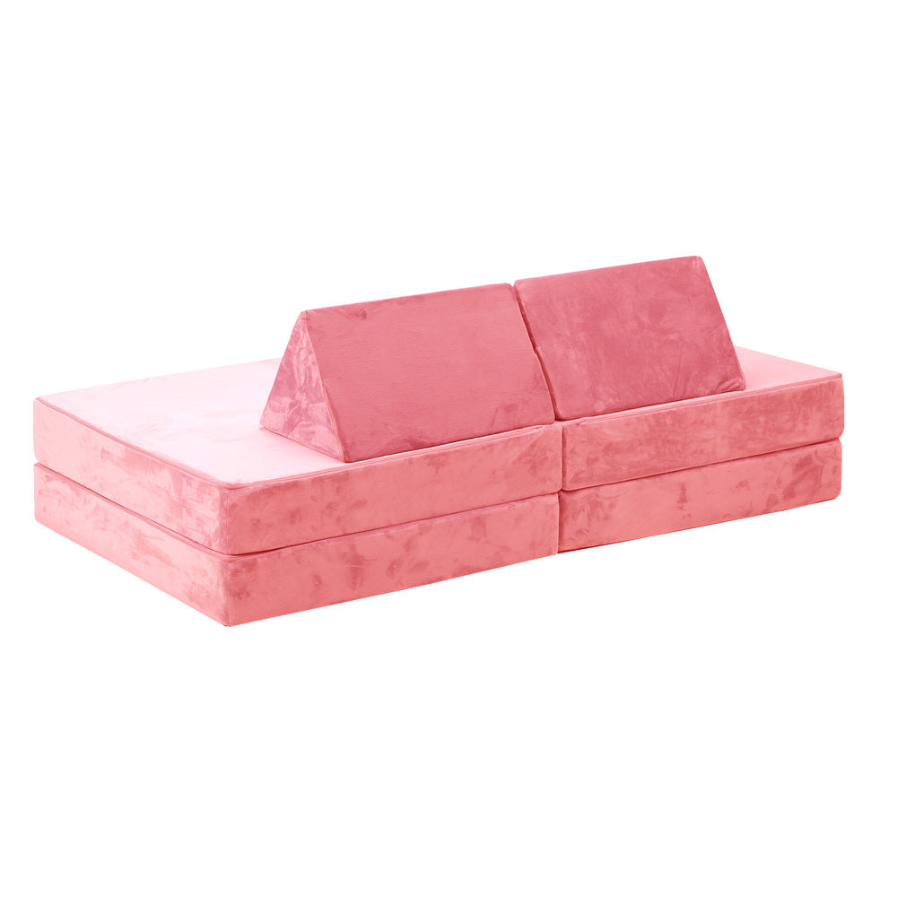 Oikiture 4Pcs Kids Play Couch Modular Lounge Cushion Pink