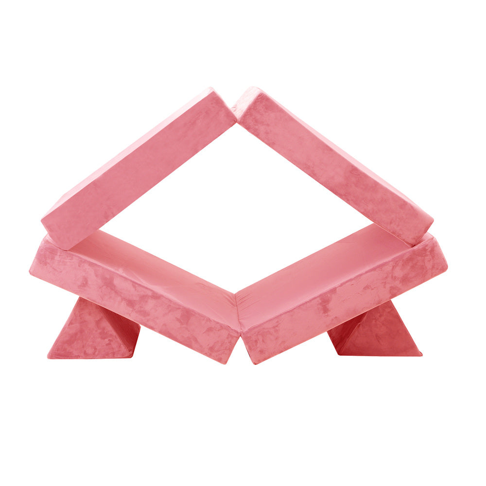 Oikiture 4Pcs Kids Play Couch Modular Lounge Cushion Pink