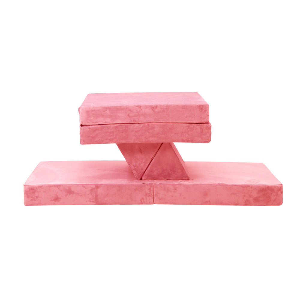 Oikiture 4Pcs Kids Play Couch Modular Lounge Cushion Pink