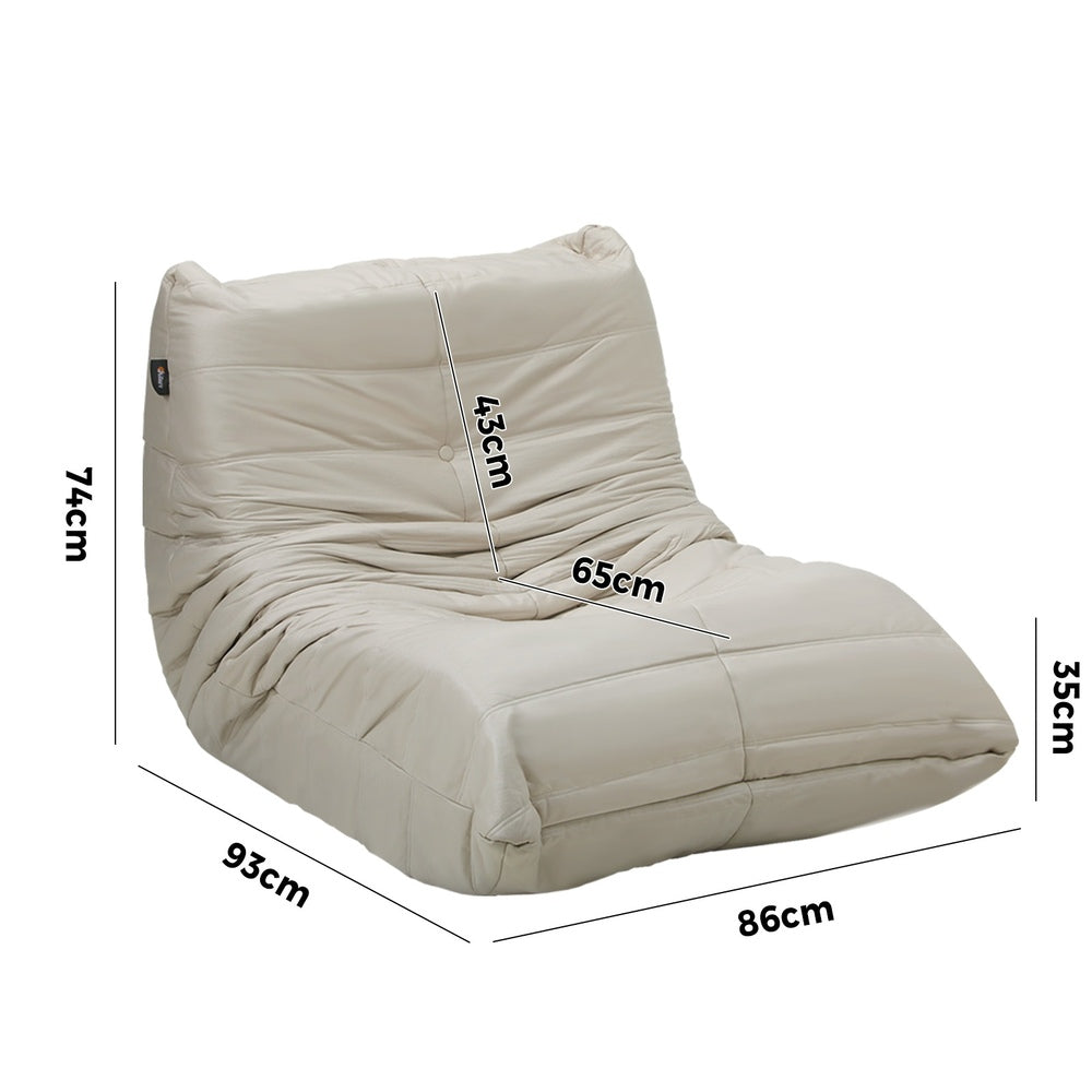 Oikiture 2X Floor Sofa Lounge Caterpillar Lazy Couch Single Pouffe Beige