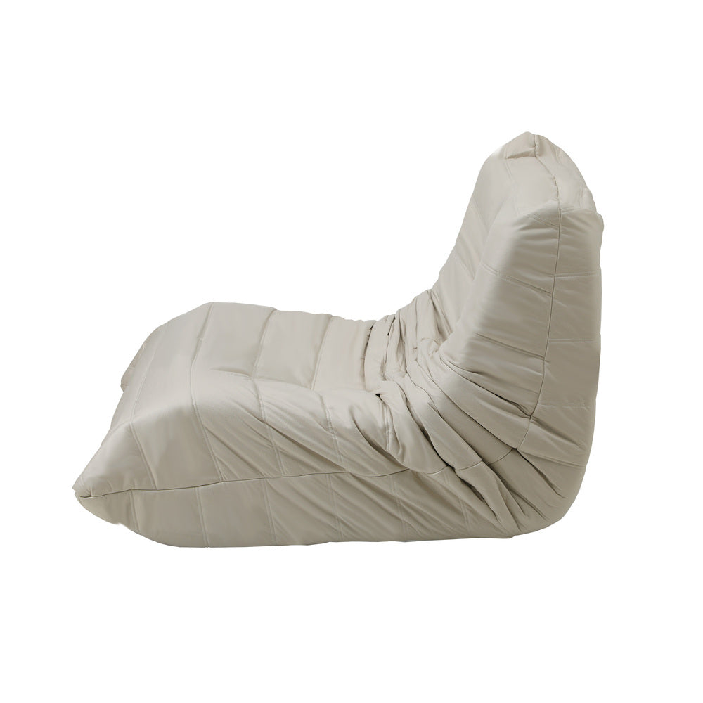 Oikiture 2X Floor Sofa Lounge Caterpillar Lazy Couch Single Pouffe Beige