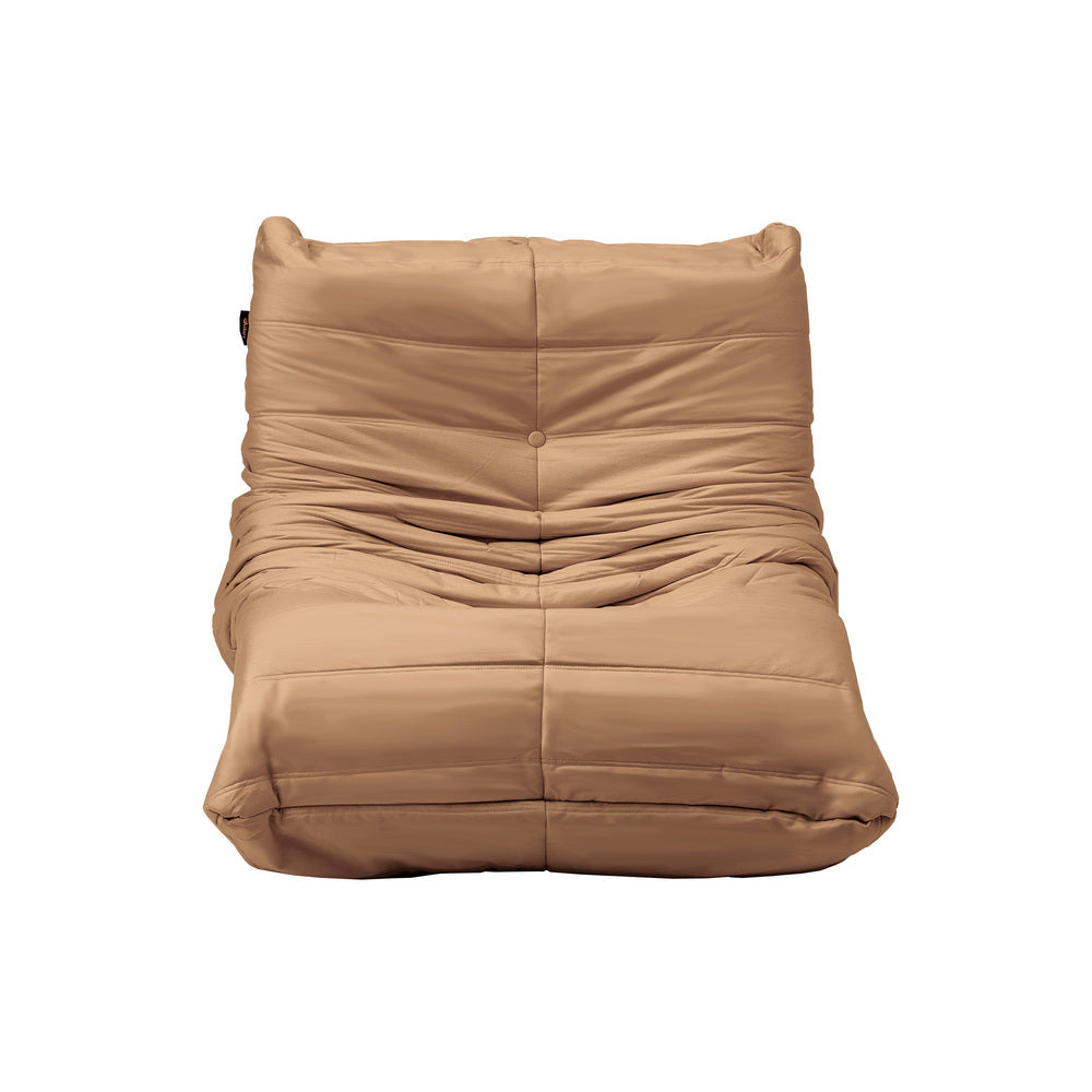 Oikiture 2X Floor Sofa Lounge Caterpillar Couch Single Pouffe Brown