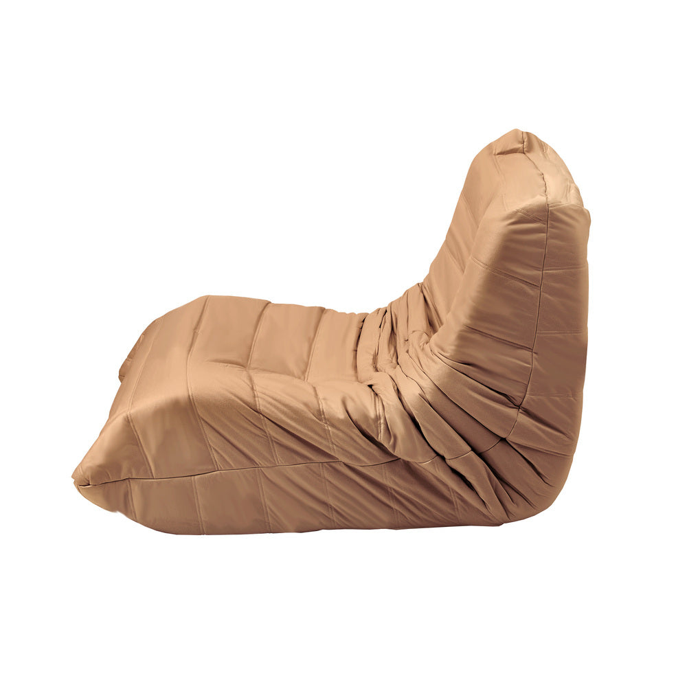 Oikiture 2X Floor Sofa Lounge Caterpillar Couch Single Pouffe Brown