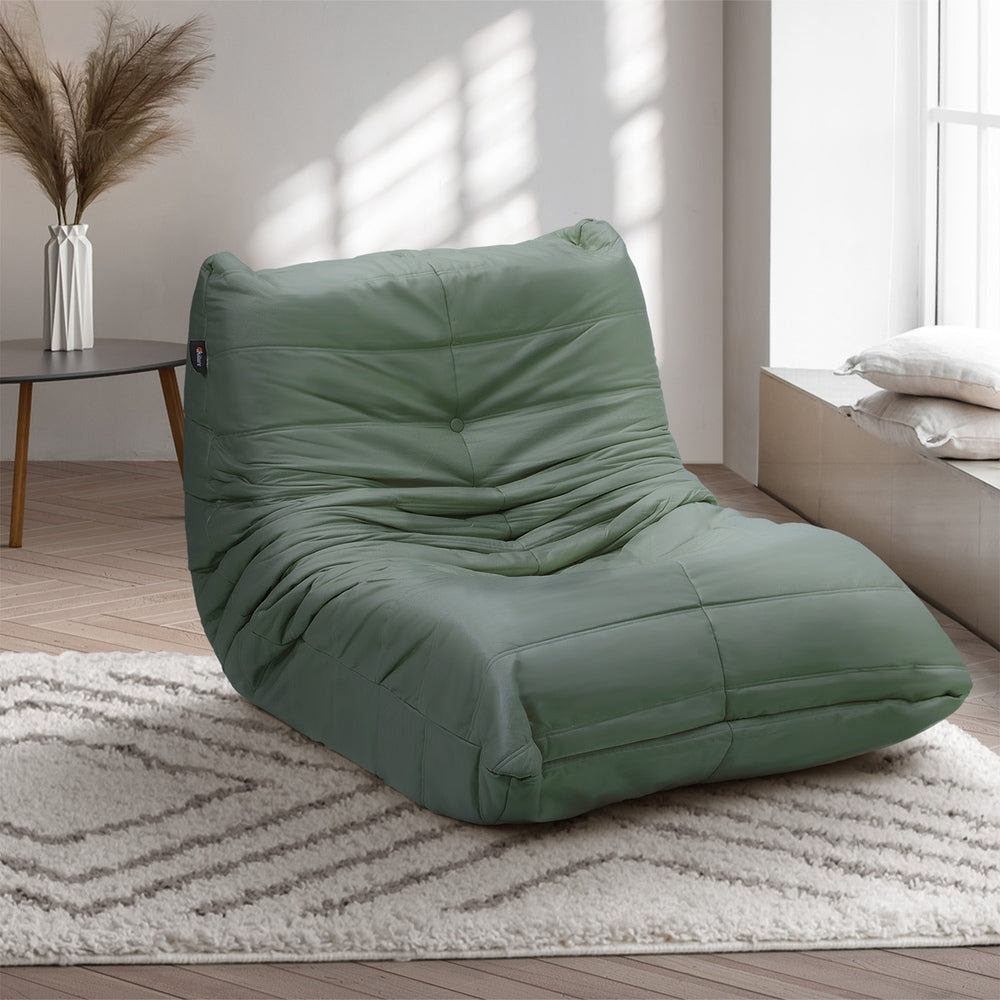 Oikiture Floor Sofa Lazy Couch Green Polyester