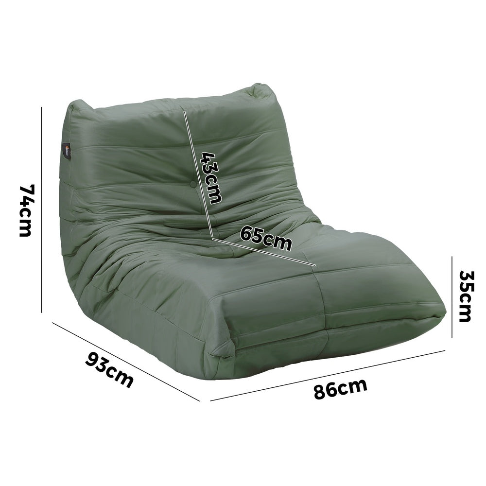 Oikiture 2X Floor Sofa Lounge Caterpillar Lazy Couch Single Chair Pouffe Green