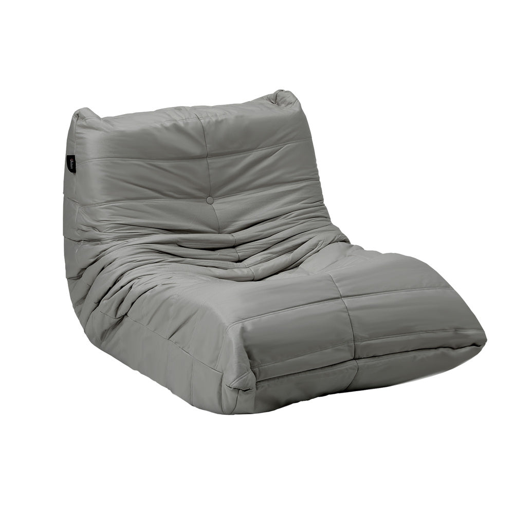 Oikiture Floor Sofa Lazy Couch Grey Polyester
