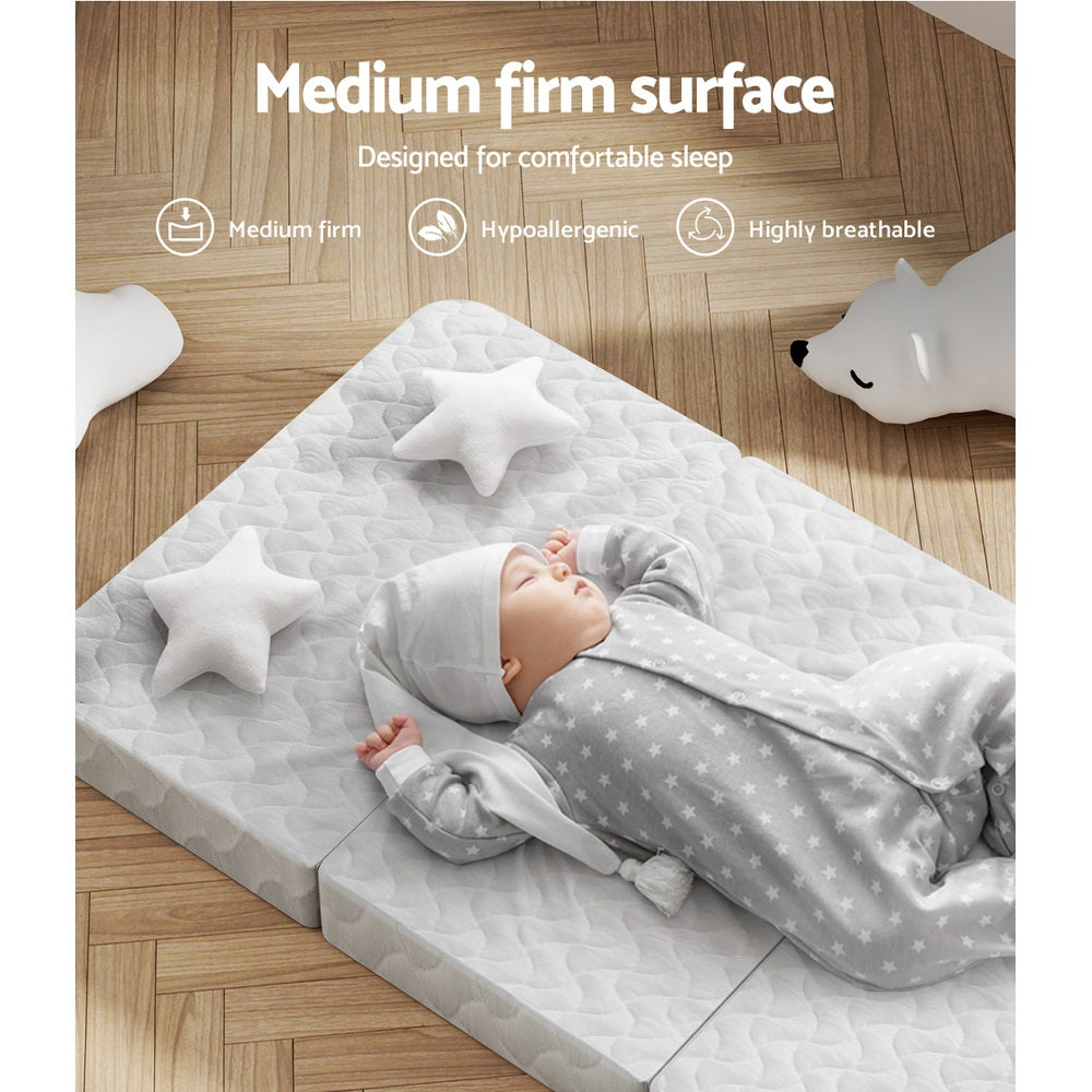 Giselle Bedding Portable Foldable Foam Mattress for Baby - White Cot Bed