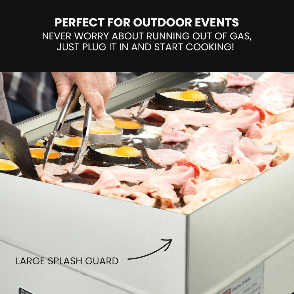 THERMOMATE Commercial Electric Griddle, 4400W 73x40cm Half Ribbed Dual Surface