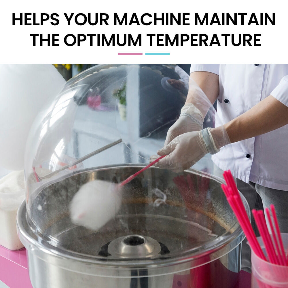 EUROCHEF Commercial Fairy Floss Cotton Candy Maker Machine Bubble Cover 52cm