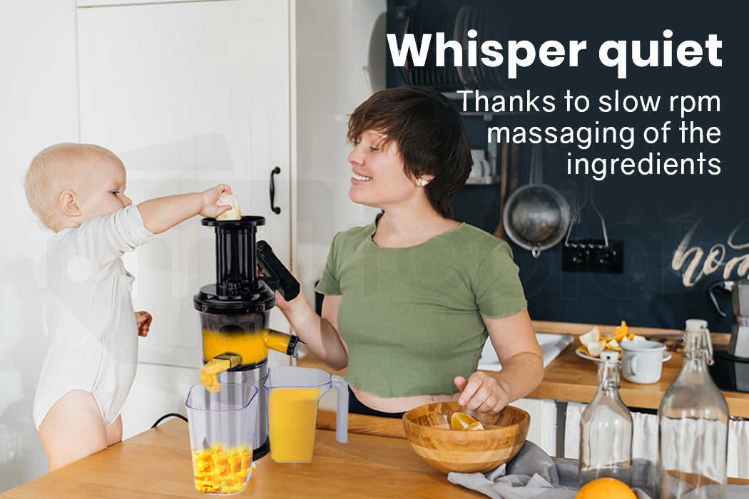 EUROCHEF Cold Press Slow Juicer with Sorbet function, Whole Fruit Chute