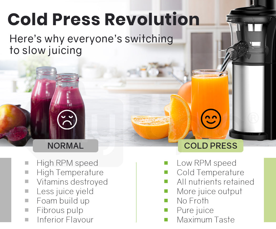 EUROCHEF Cold Press Slow Juicer with Sorbet function, Whole Fruit Chute