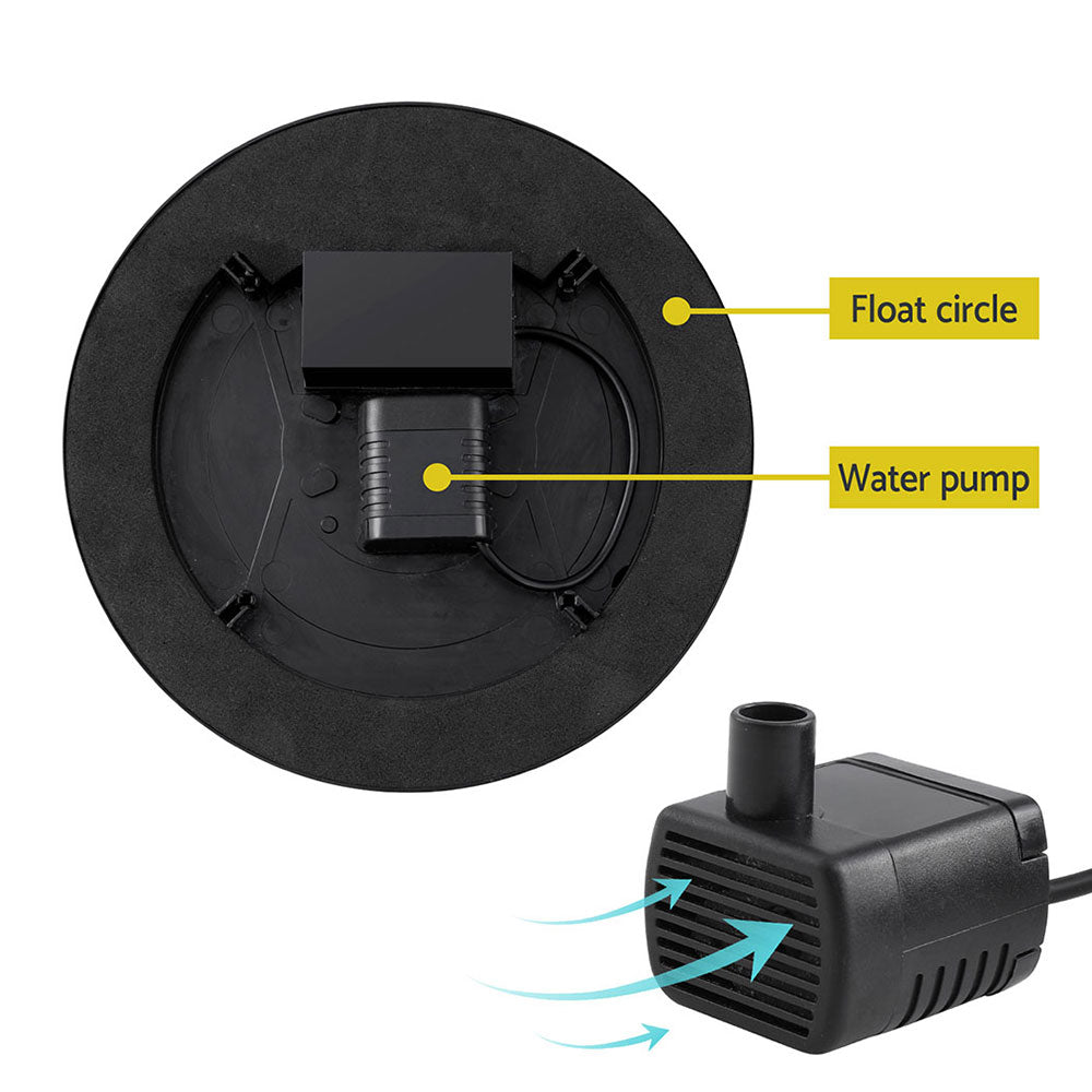 Gardeon Solar-Powered Submersible Fountain Pump with 6 Nozzle Options - 250L/H Flow Rate