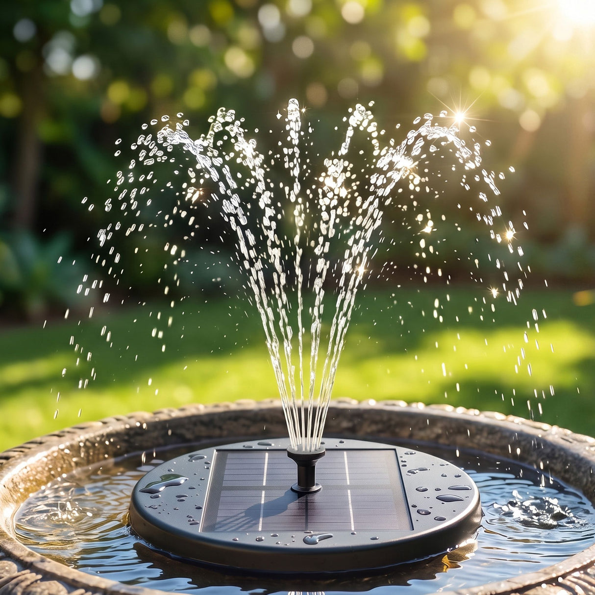 Gardeon Solar Fountain Pumps Bird Bath Battery Backup LED Remote Black 27cm