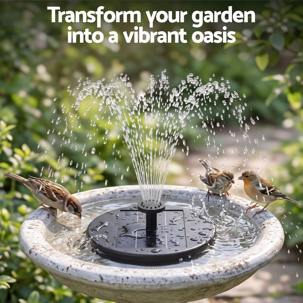 Gardeon Solar Fountain Pumps Bird Bath Battery Backup LED Remote Black 27cm