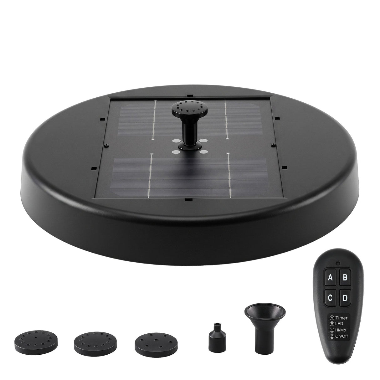 Gardeon Solar Fountain Pumps Bird Bath Battery Backup LED Remote Black 27cm