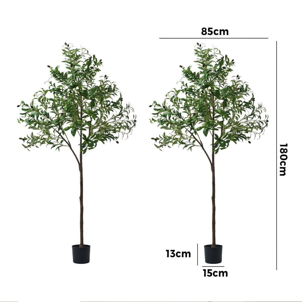 Livsip 2x Artificial Olive Tree Faux Potted Plants 180cm