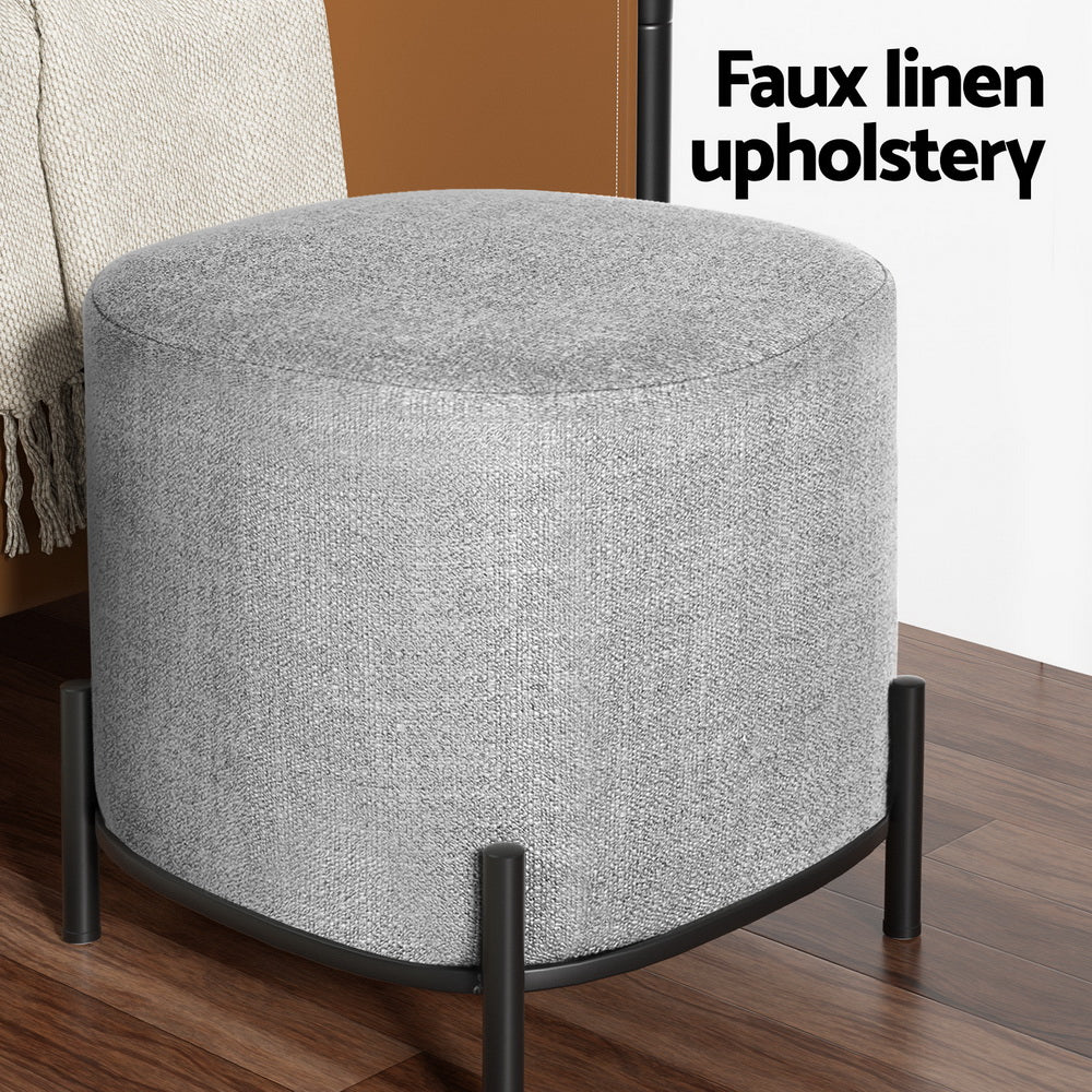 Artiss Gladstone Square Footstool in Grey Linen