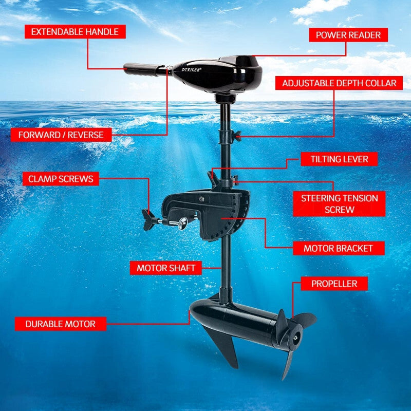 90LBS Electric Trolling Motor Inflatable Boat Outboard Engine Fishing Marine