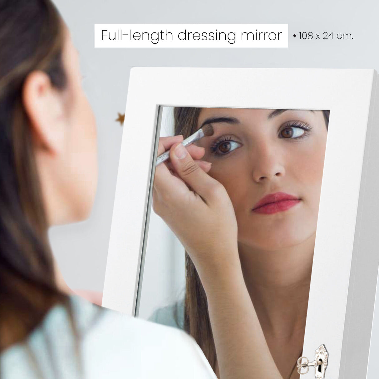 146cm Mirror Jewellery Cabinet 2 Drawers LOWE - WHITE