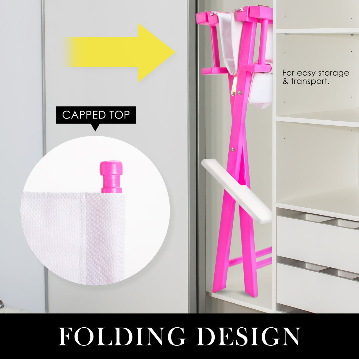 2X 76cm Tall Director Chair - PINK HUMOR