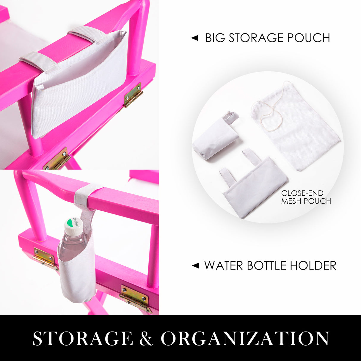 2X 76cm Tall Director Chair - PINK HUMOR