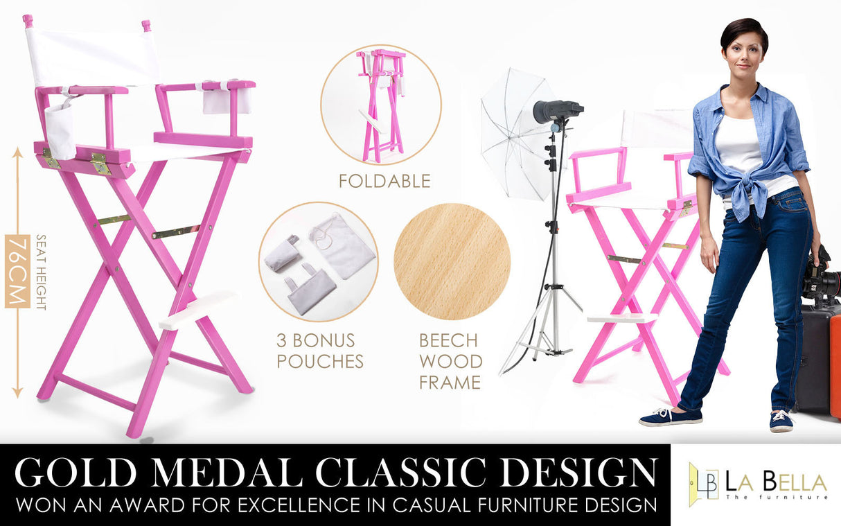 76cm Tall Director Chair - PINK HUMOR