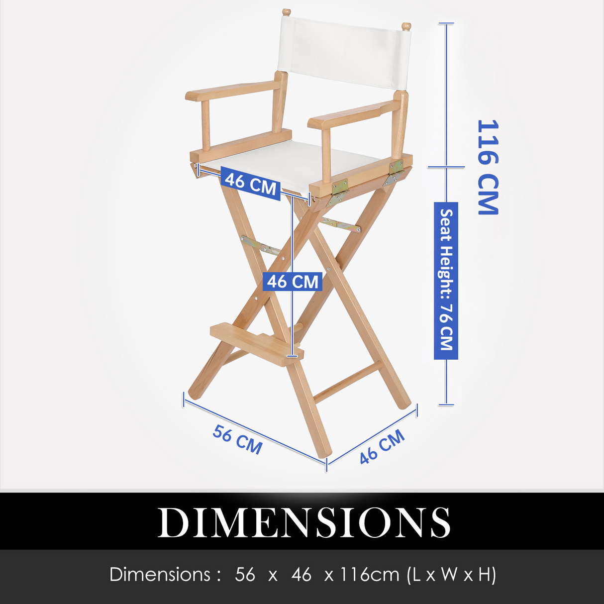 2X 76cm Tall Director Chair - WOOD HUMOR