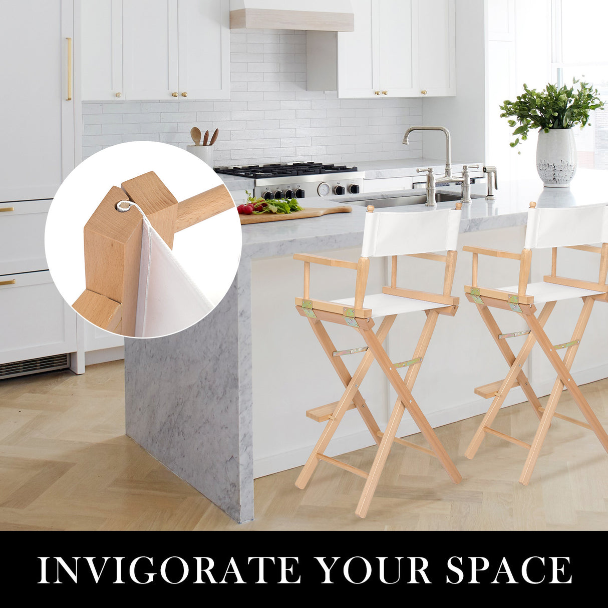 2X 76cm Tall Director Chair - WOOD HUMOR