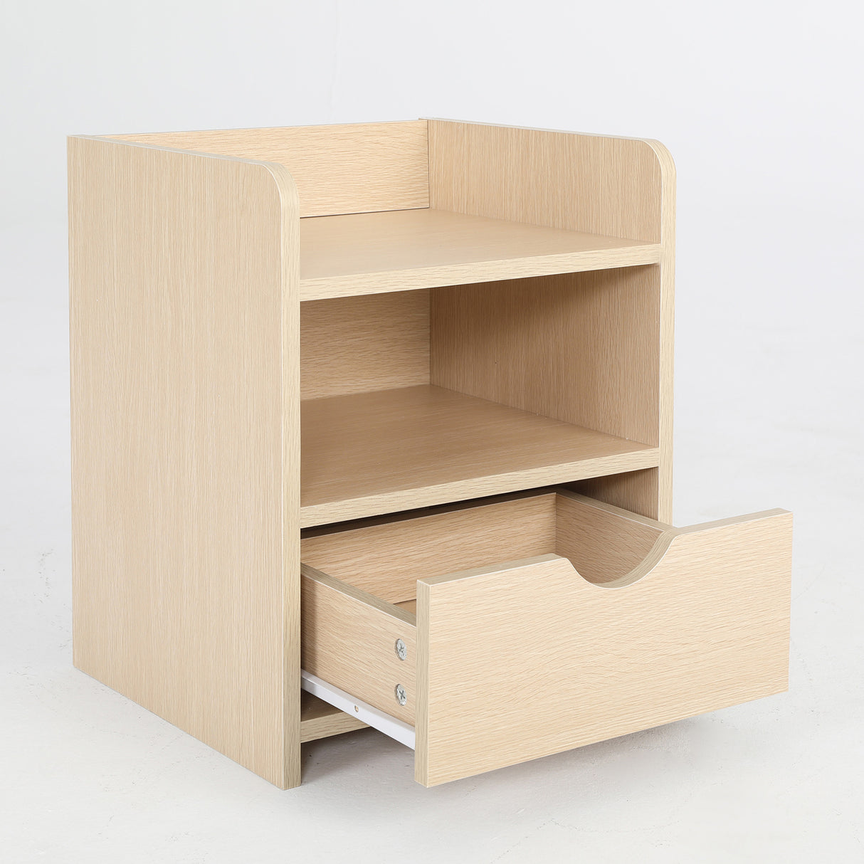 2X Bedside Table 1 Drawer 2 Shelf LARK - OAK
