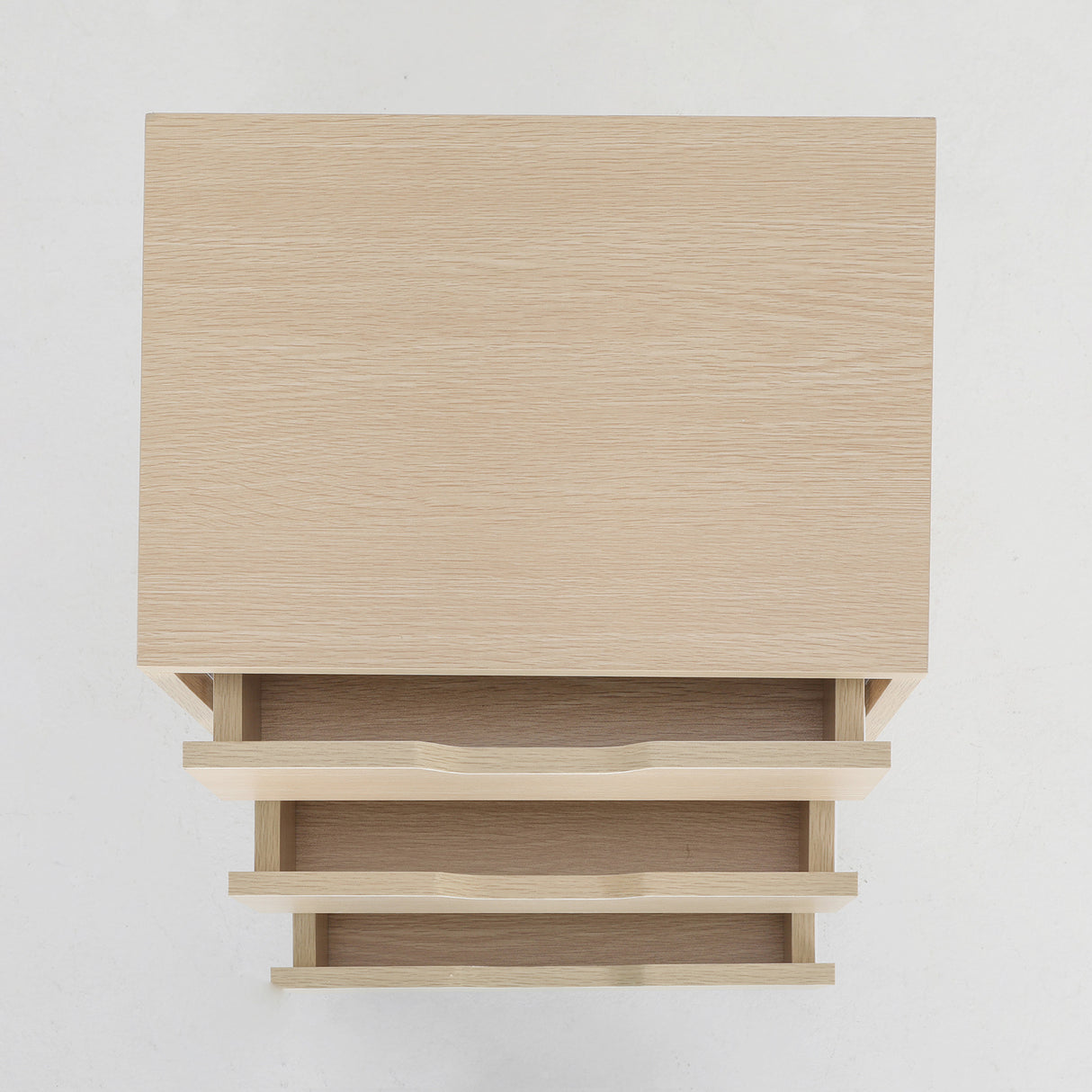 2X Bedside Table 3 Drawer Wood Leg LACY - OAK
