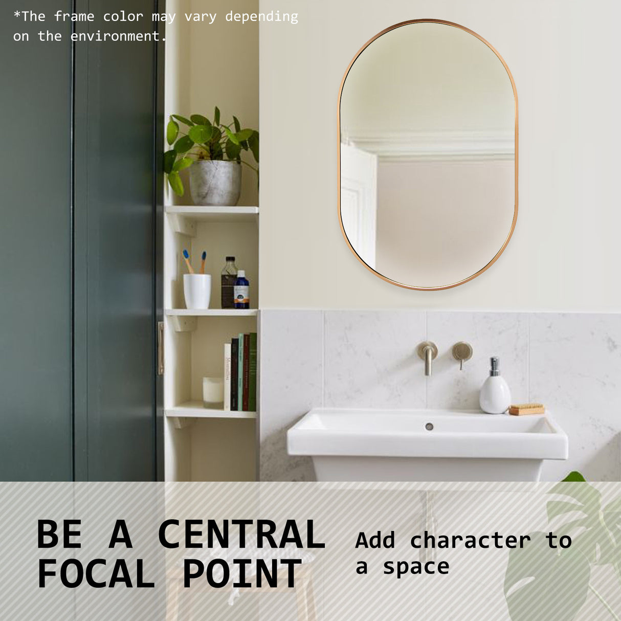 2 Set 50x75cm Wall Mirror Oval Bathroom - GOLD