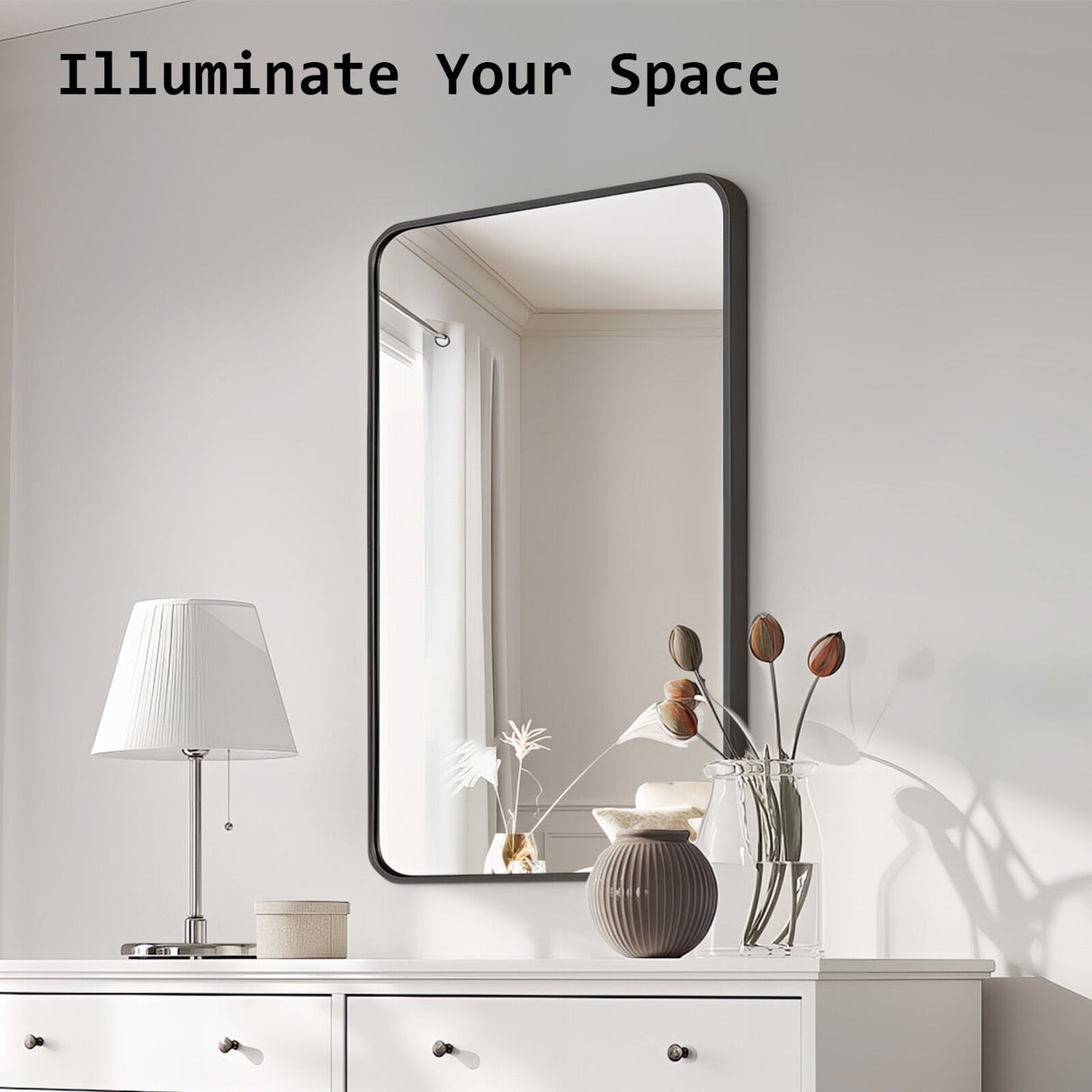 2 Set 60x80cm Rectangular Wall Mirror Bathroom - BLACK