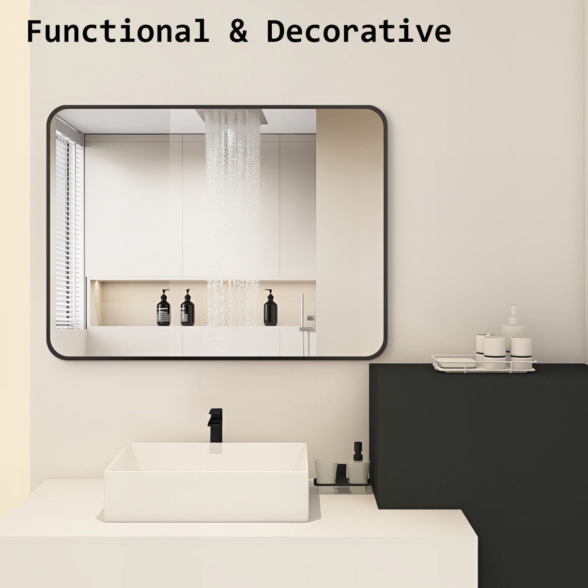 2 Set 60x80cm Rectangular Wall Mirror Bathroom - BLACK