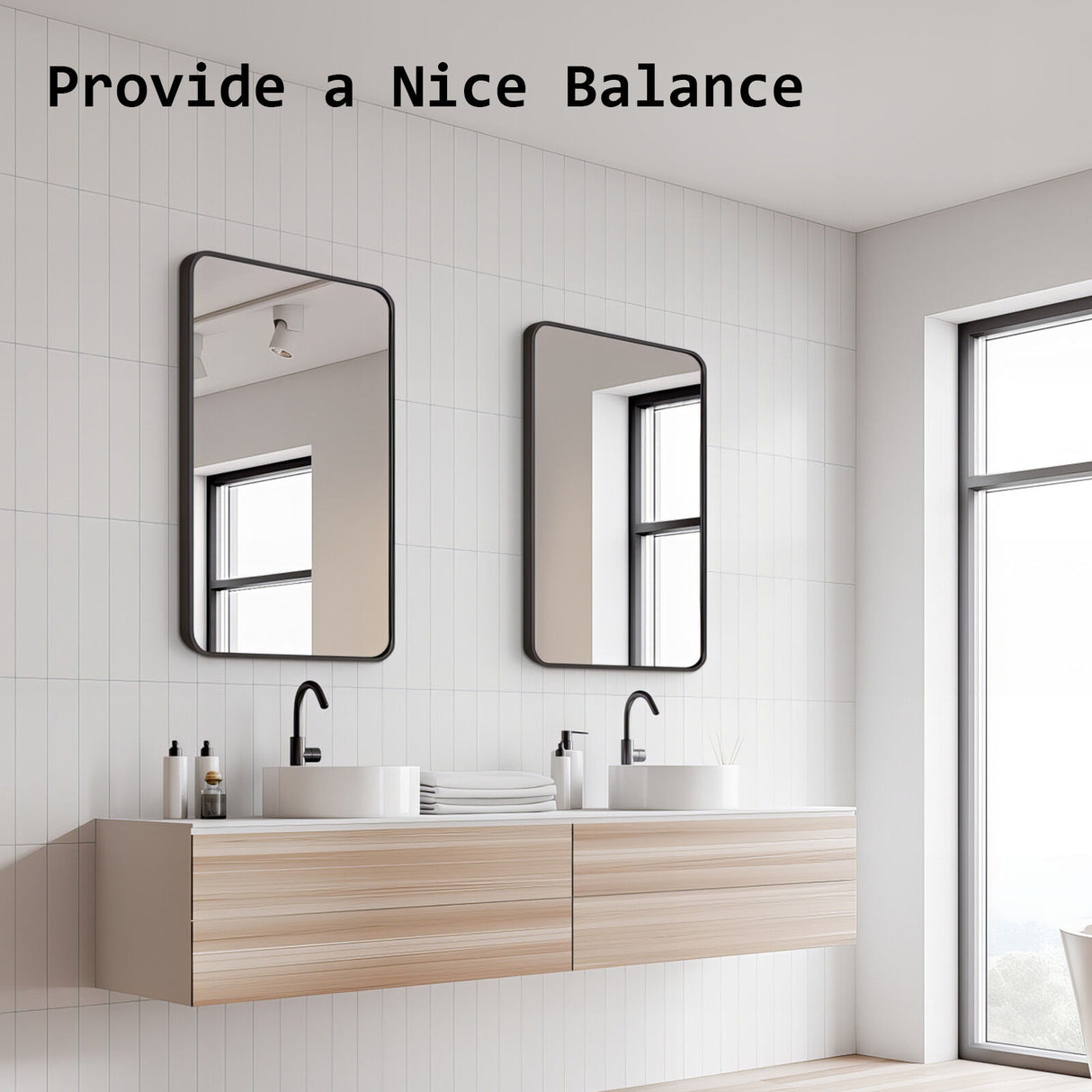 2 Set 60x80cm Rectangular Wall Mirror Bathroom - BLACK