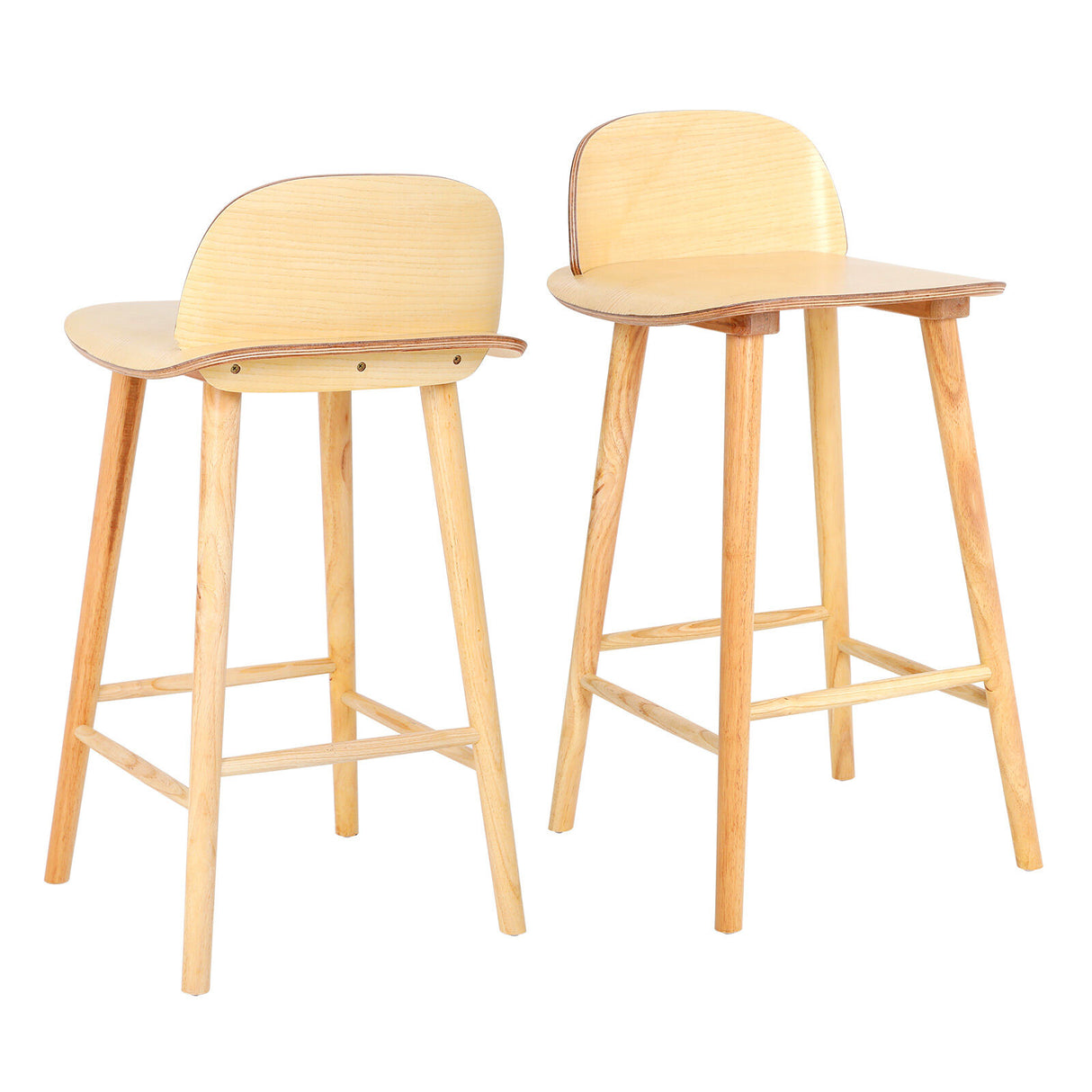 2X 65cm Wooden Bar Stool Ash Wood ELISE