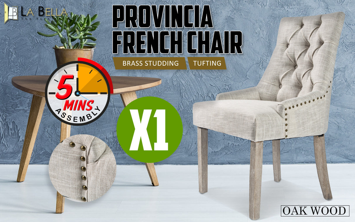 1X French Provincial Oak Leg Chair AMOUR - CREAM