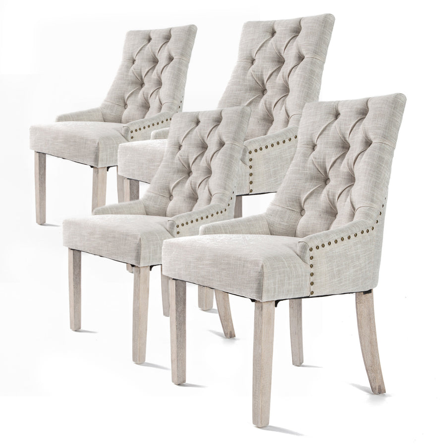 4X French Provincial Oak Leg Chair AMOUR - CREAM