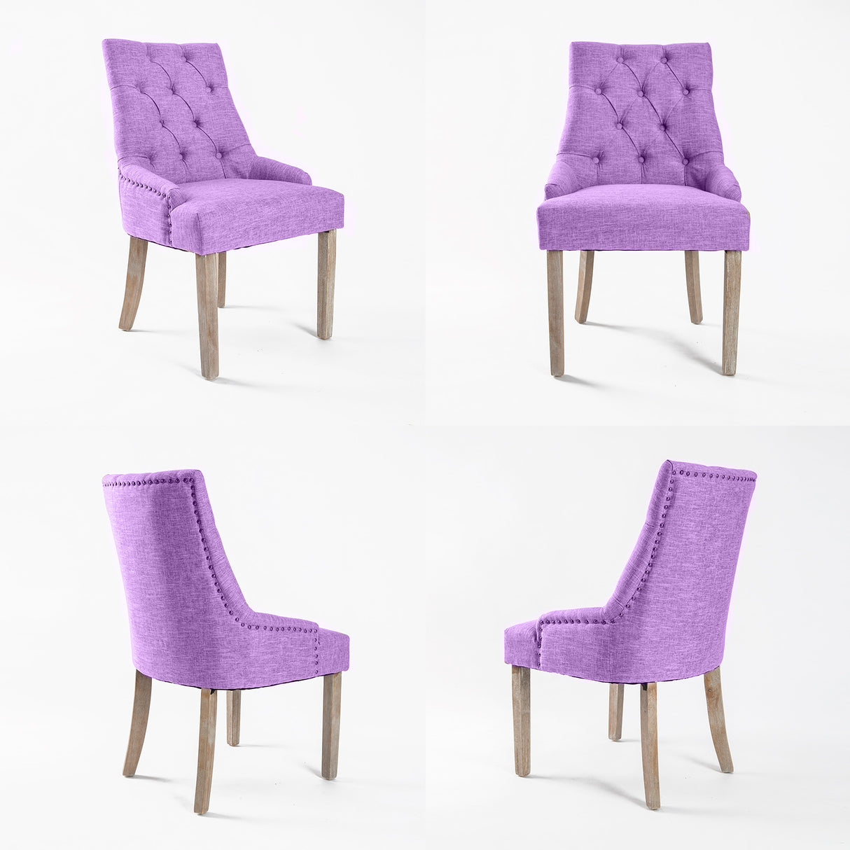 4X French Provincial Oak Leg Chair AMOUR - VIOLET