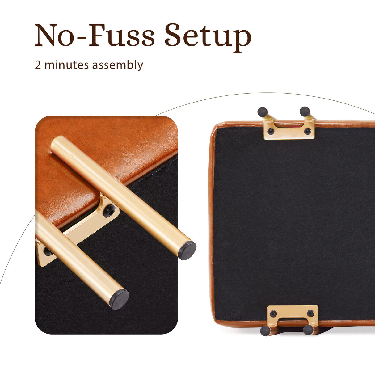 97cm Storage Ottoman PU Leather - BROWN