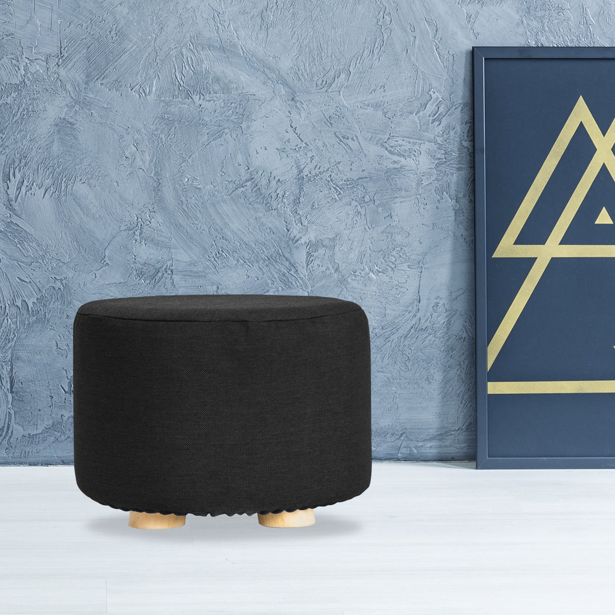 Round Foot Stool - BLACK