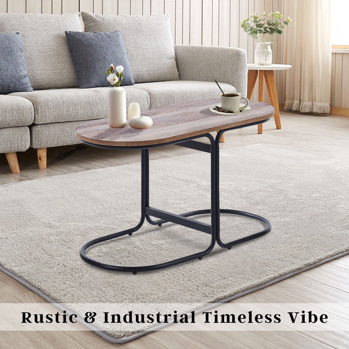 Oval Coffee Table Wood Top - Brown