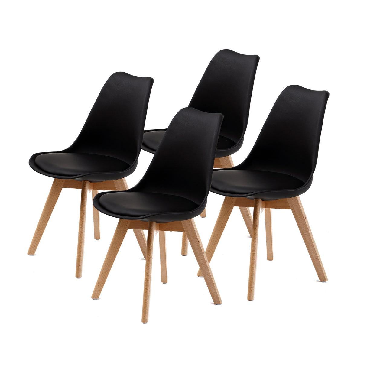 4X Padded Seat Dining Chair - BLACK