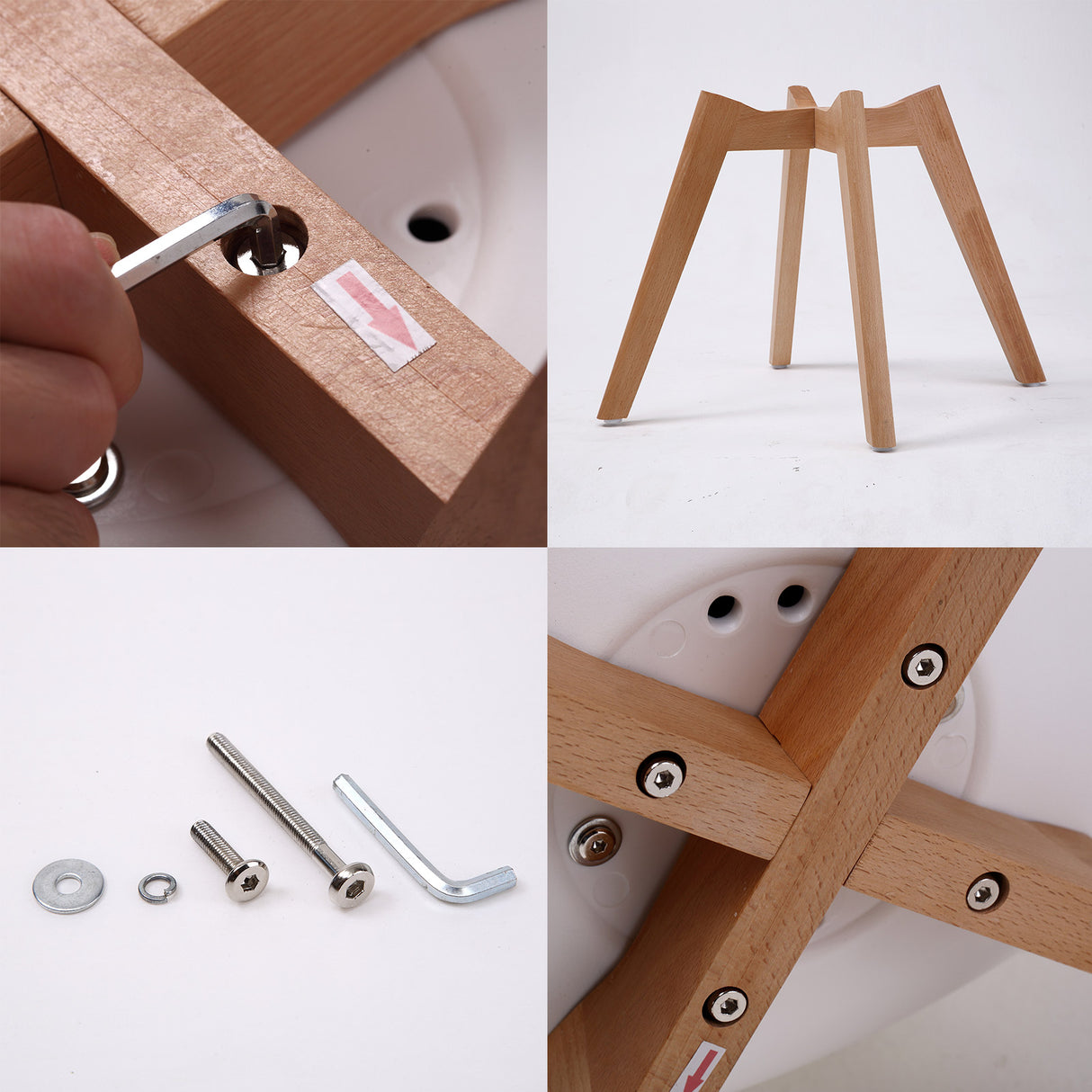 4X Padded Seat Dining Chair - WHITE