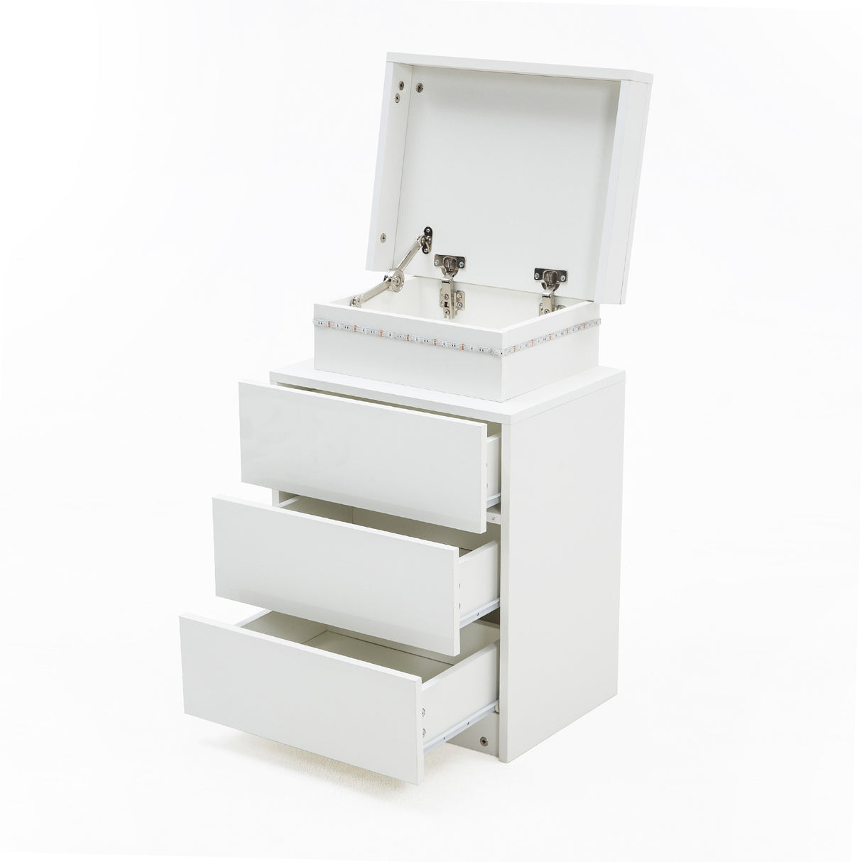 Bedside Table 3 Drawers RGB LED GLORY - WHITE