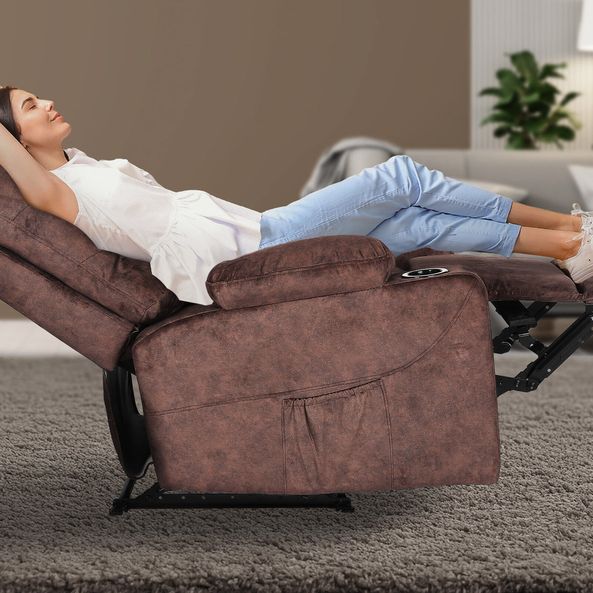 Massage Recliner Chair AVERY - BROWN
