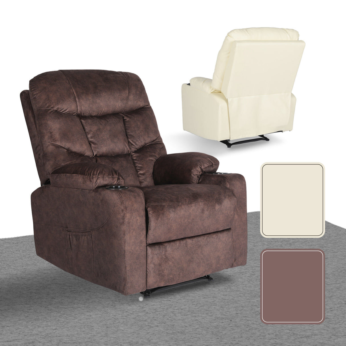 Massage Recliner Chair AVERY - BROWN