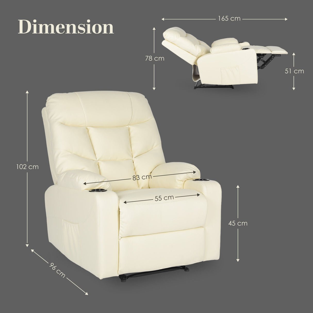 Massage Recliner Chair ARLEEN - BEIGE