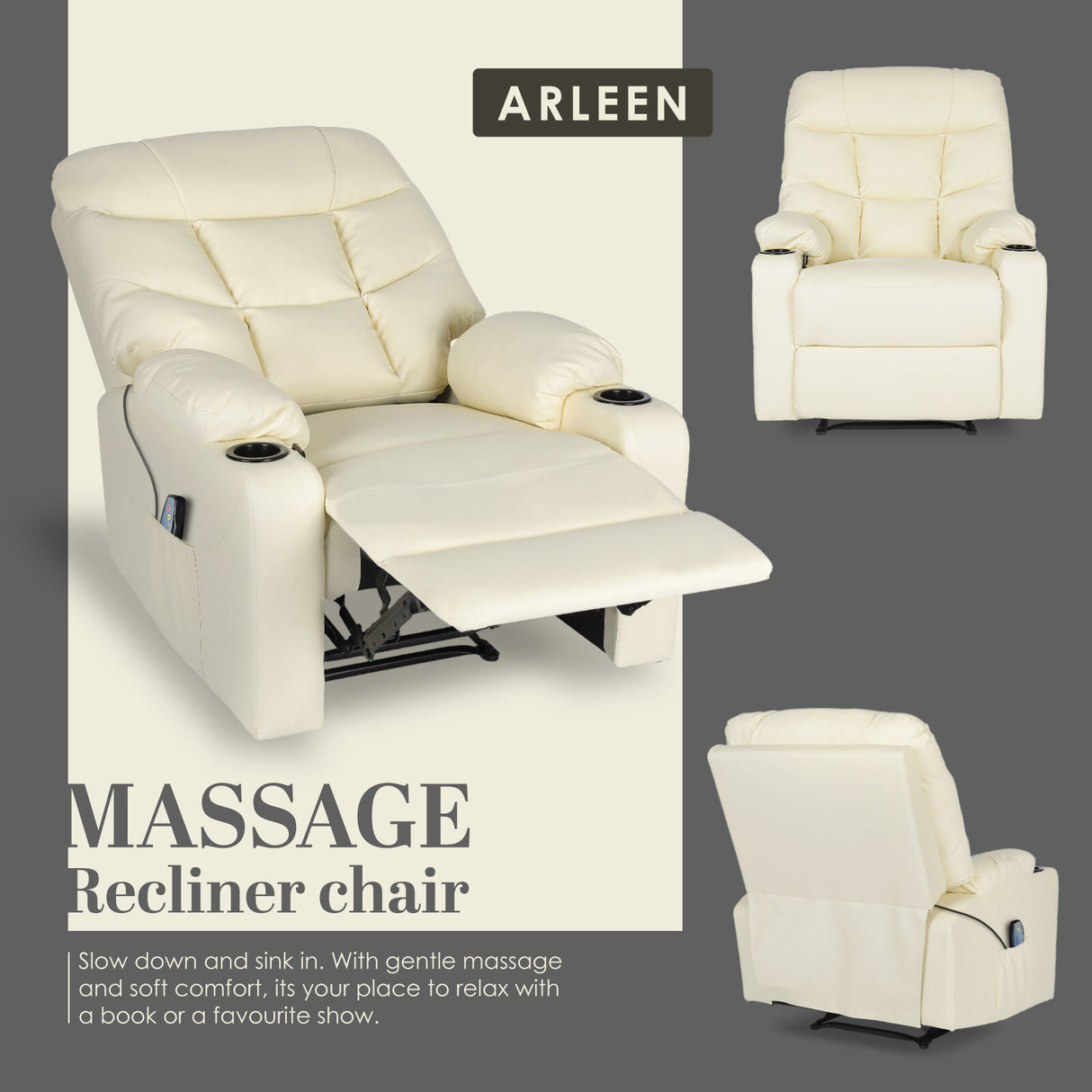 Massage Recliner Chair ARLEEN - BEIGE
