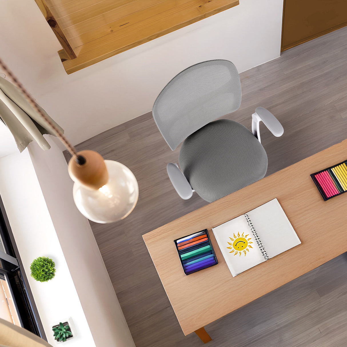Kids Desk Chair Office Study Seat with Footrest NOVA - GREY