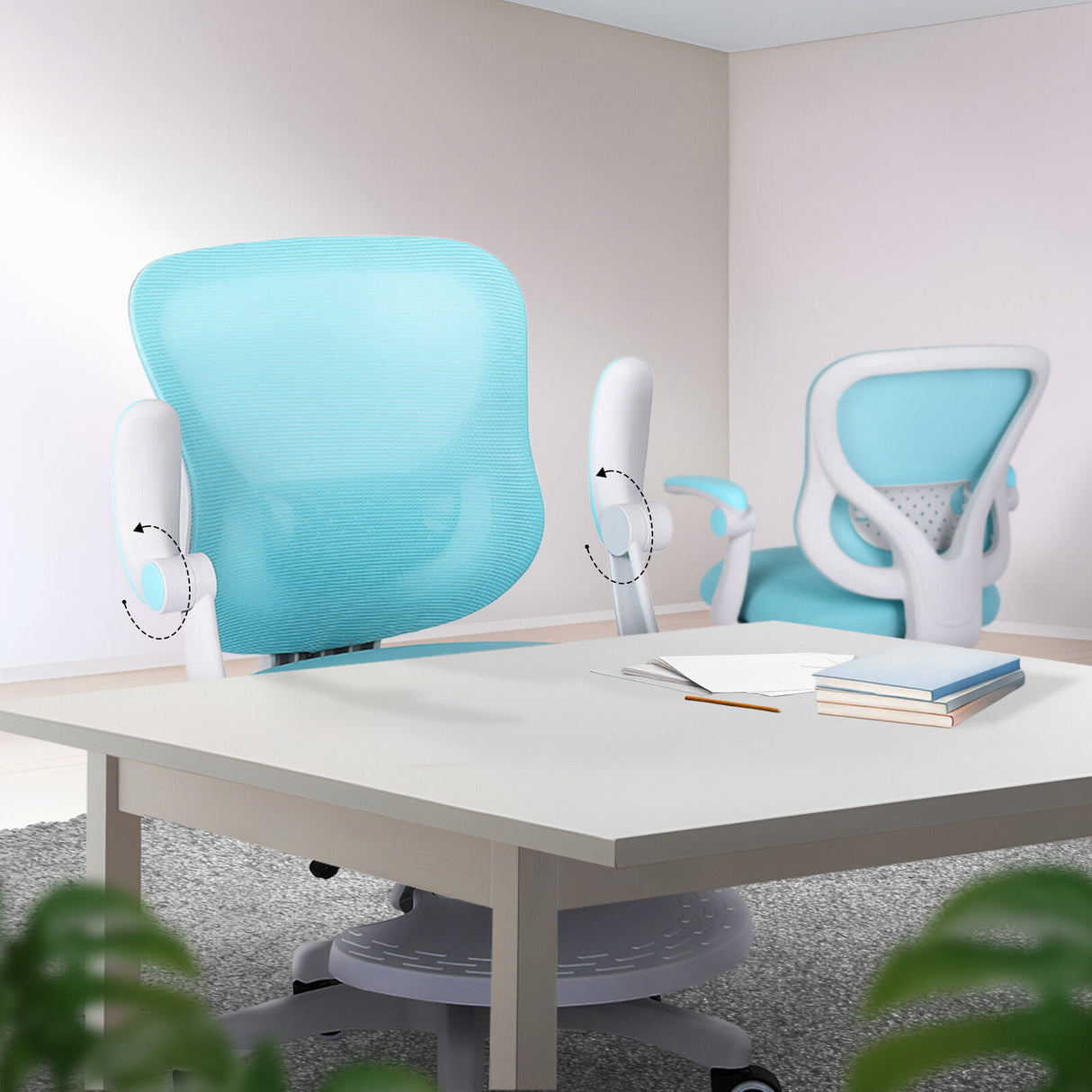 Kids Desk Chair Office Study Seat with Footrest CILO - BLUE